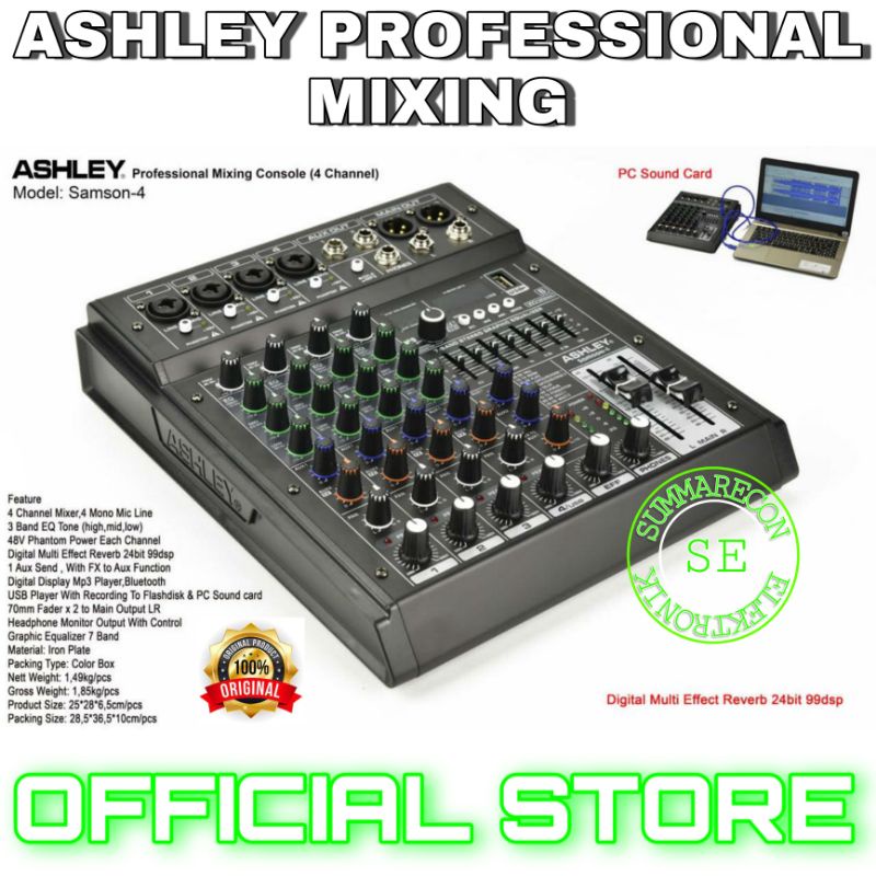 mixer audio 4 channel original ashley samson 4 usb bluetooth recording soundcard