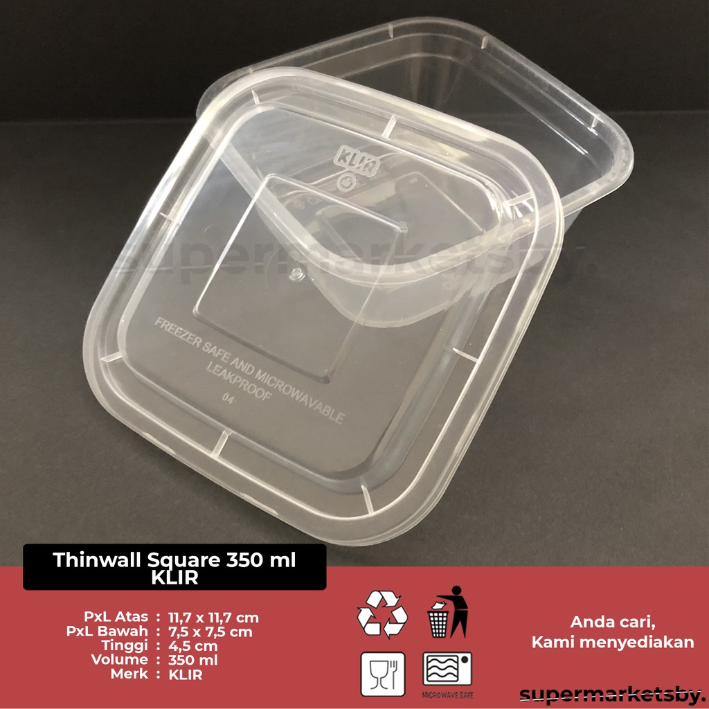 Thinwall Square 350 ml / Food Container 350 ml Transparan KLIR