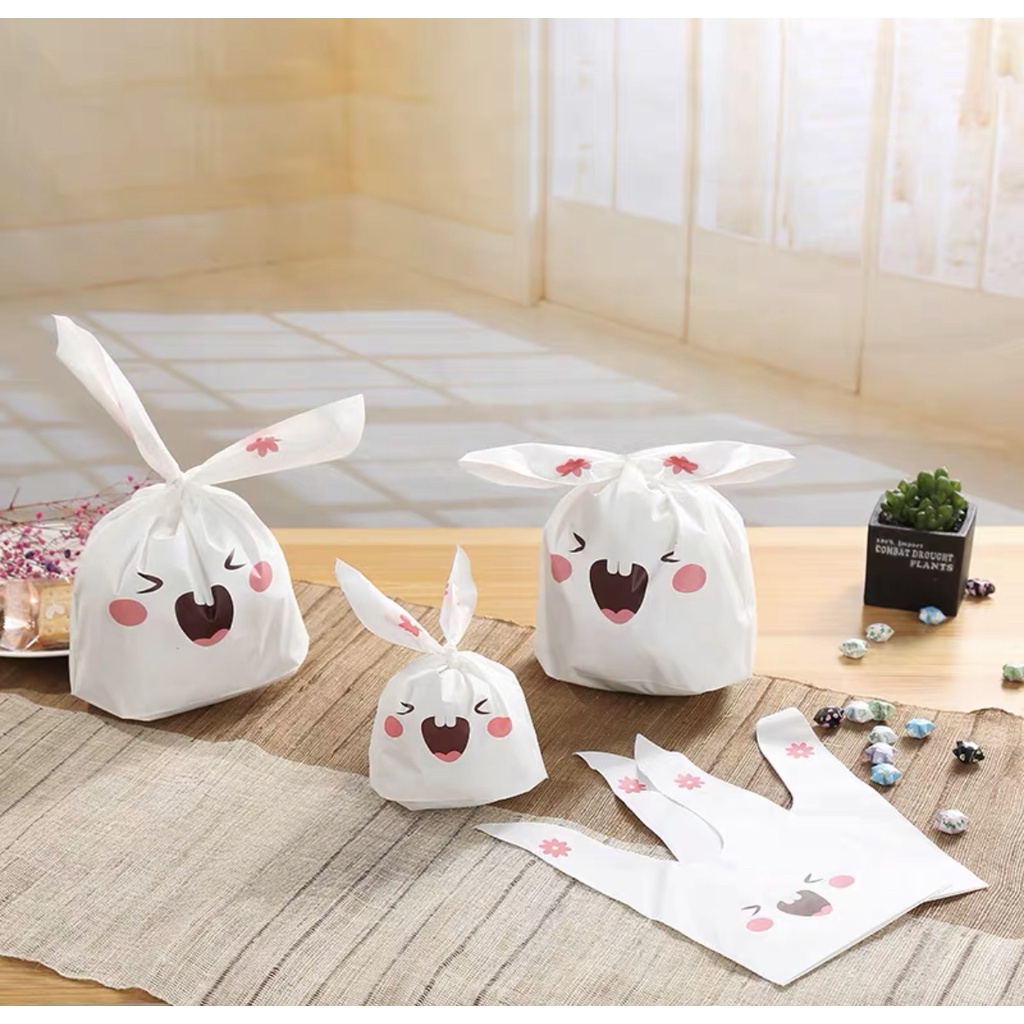 EBS Plastik Rabbit Ear Bag ukuran 10 x 17 cm bungkus kue, cookies, goodie bag, tas suvenir, hampers ultah, manyue, DIY Suvenir