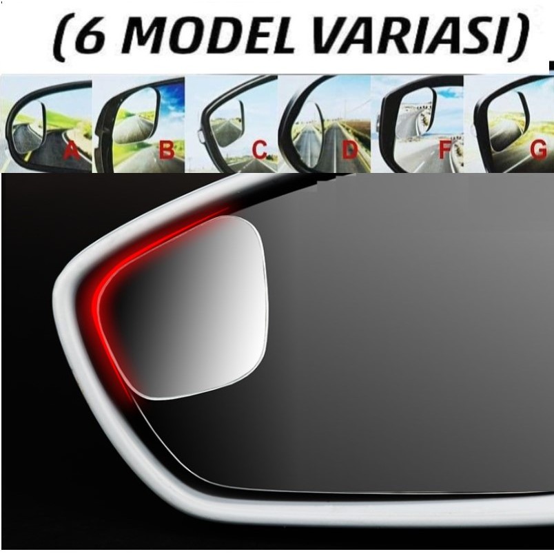 Kaca Tambahan Spion Blind Spot 360 Mini Bezelless (6 Variasi) | Cermin Mobil Frameless