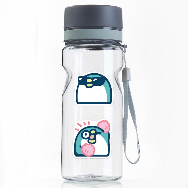 PP fan stiker lucu penguin biru ekspresi tas Jurnal bahan kartun cangkir minum phone case tangan Buk