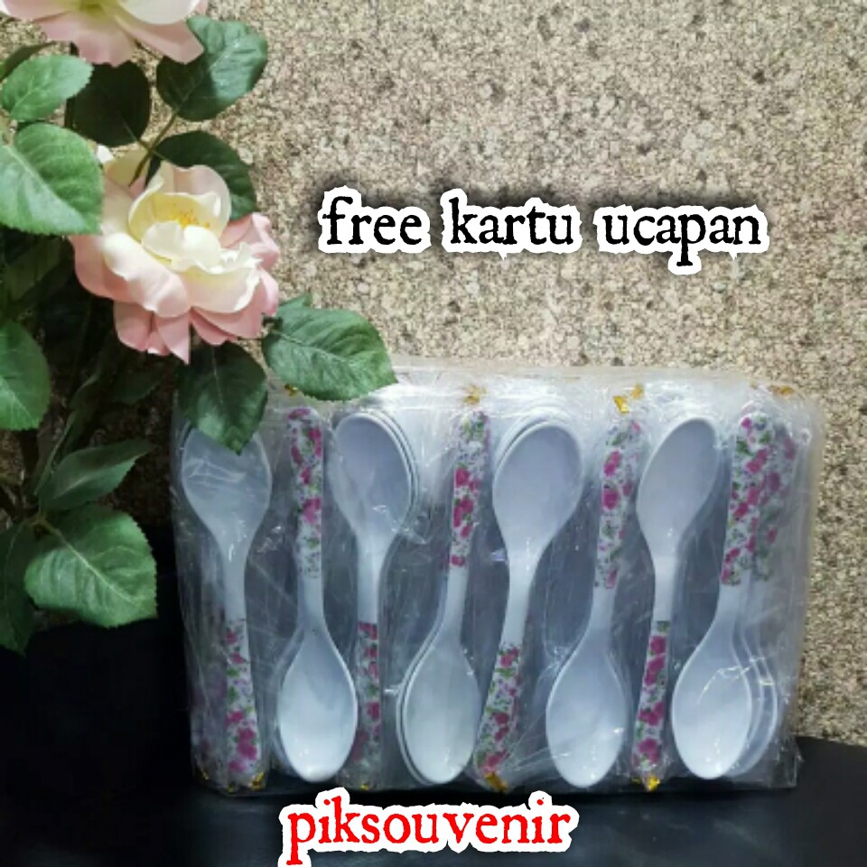 SOUVENIR PERNIKAHAN SENDOK MAKAN MELAMIN KEMASAN PLASTIK 100PCS BONUS KARTU UCAPAN TERIMA KASIH