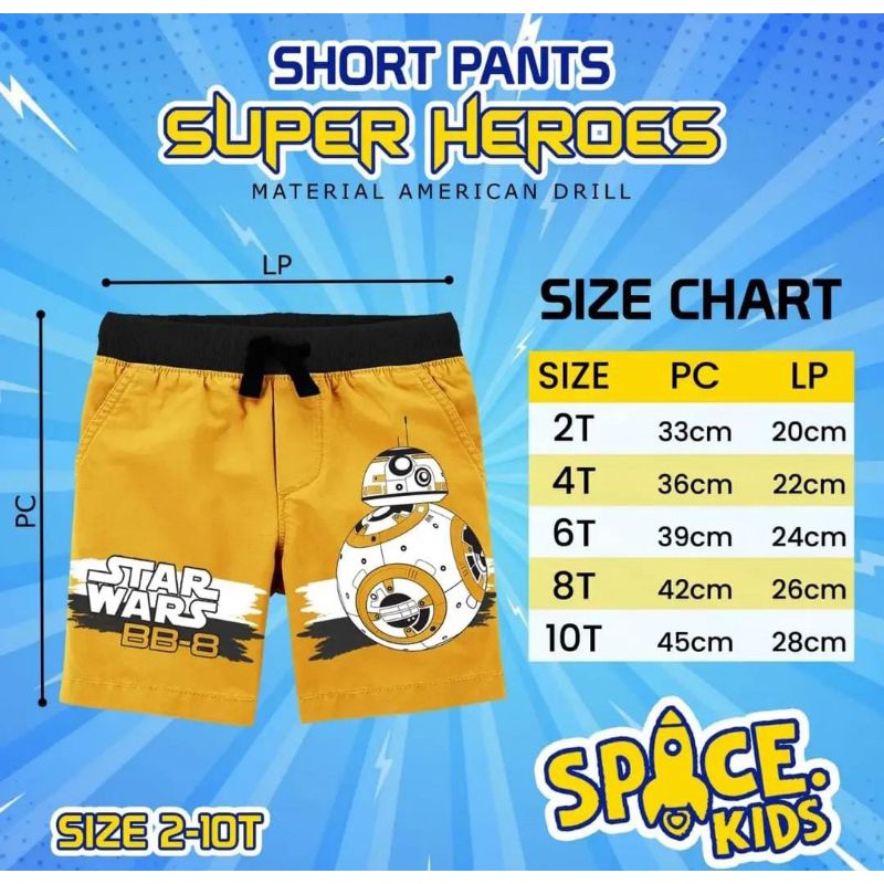 SHORT PANTS SUPER HEROES SPACEKIDS