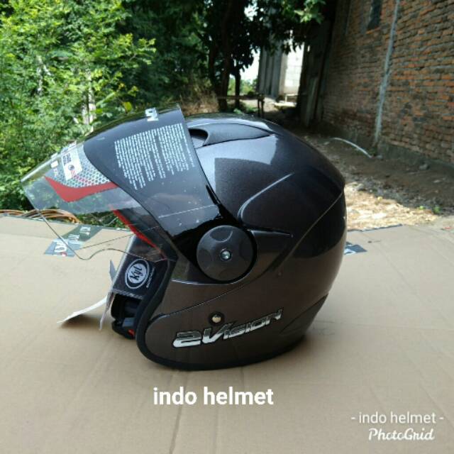 HELM KYT 2 VISION GUN METAL ORI KYT 2 VISION GRATIS BUBLE WRAP