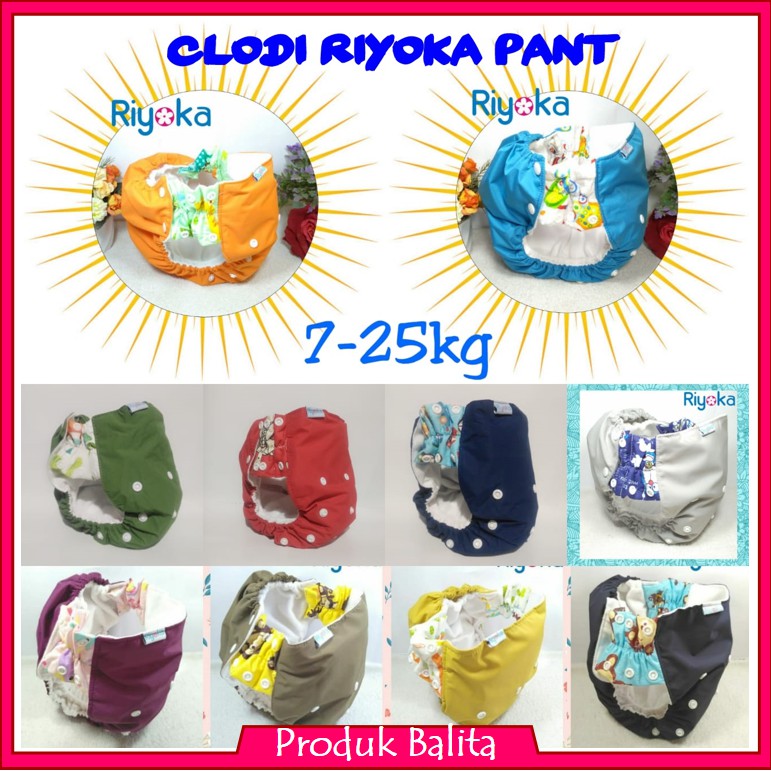 Clodi Riyoka Pant Jumbo 7 - 25 kg 2 Insert Microfiber| Popok Kain Cuci Ulang Modern