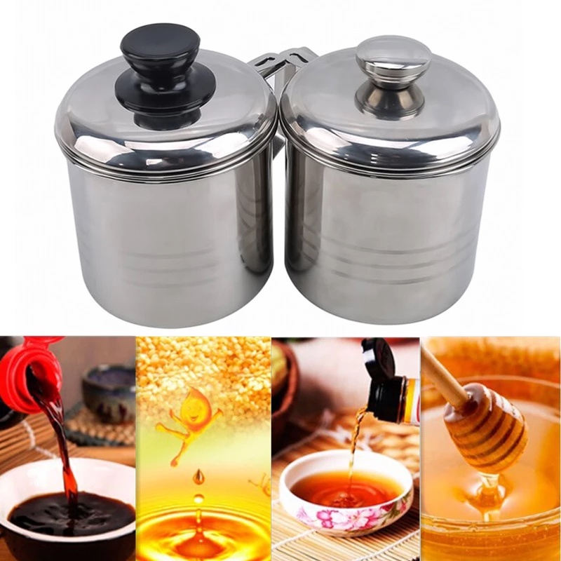 Oil Pot Saringan Tempat Minyak 1200ml Stainless Steel