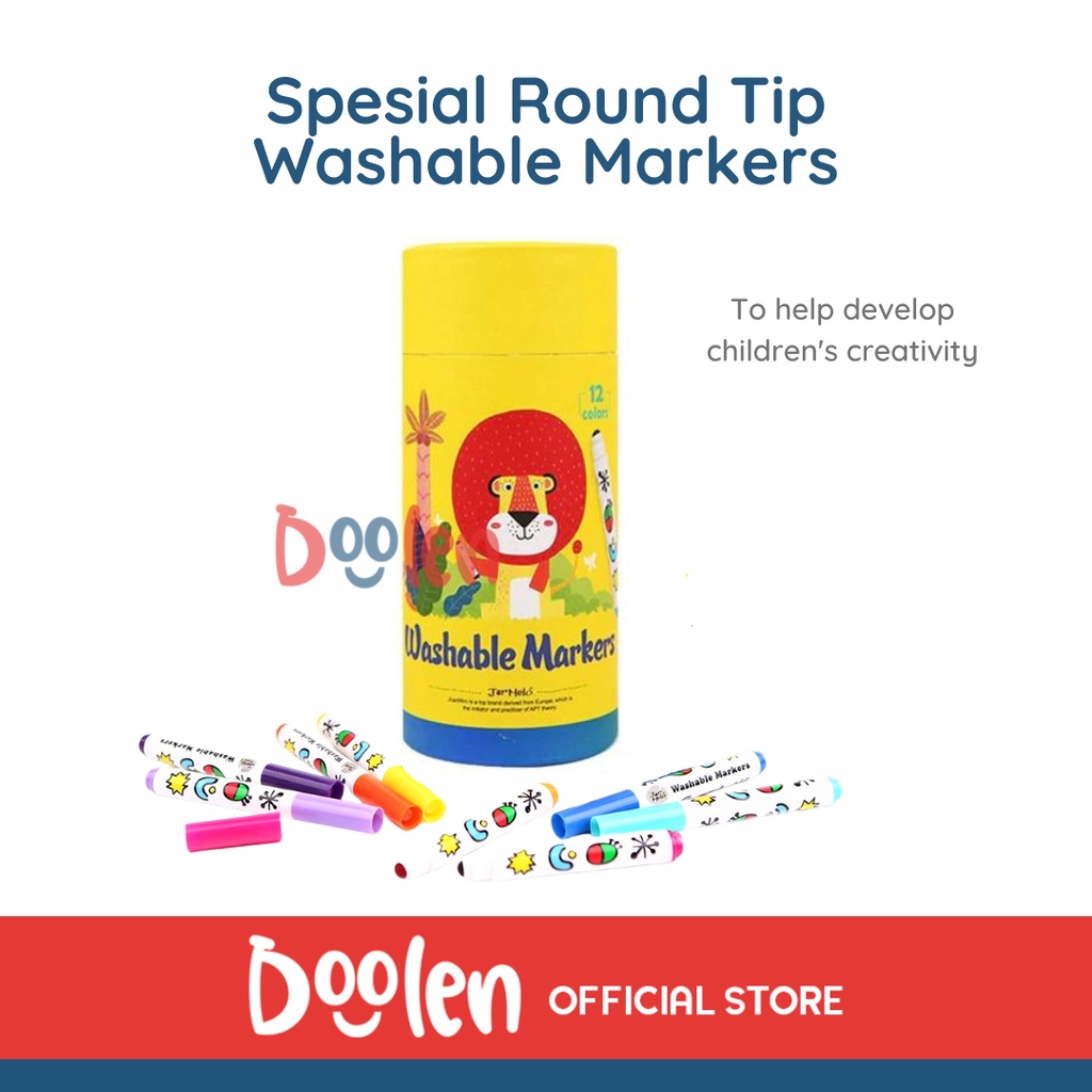 

Jar Melo Spesial Round Tip Washable Markers / Spidol Mudah Dicuci Anak Doolen