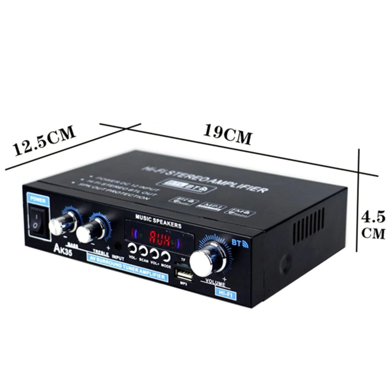 Amplifier Bluetooth HiFi Stereo 2 Channel - AK35 - Black