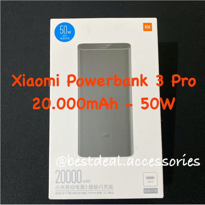 Xiaomi 50W Powerbank 3 Pro 20.000mAh - Mi3 Pro Type-C MI 10 PRO Original