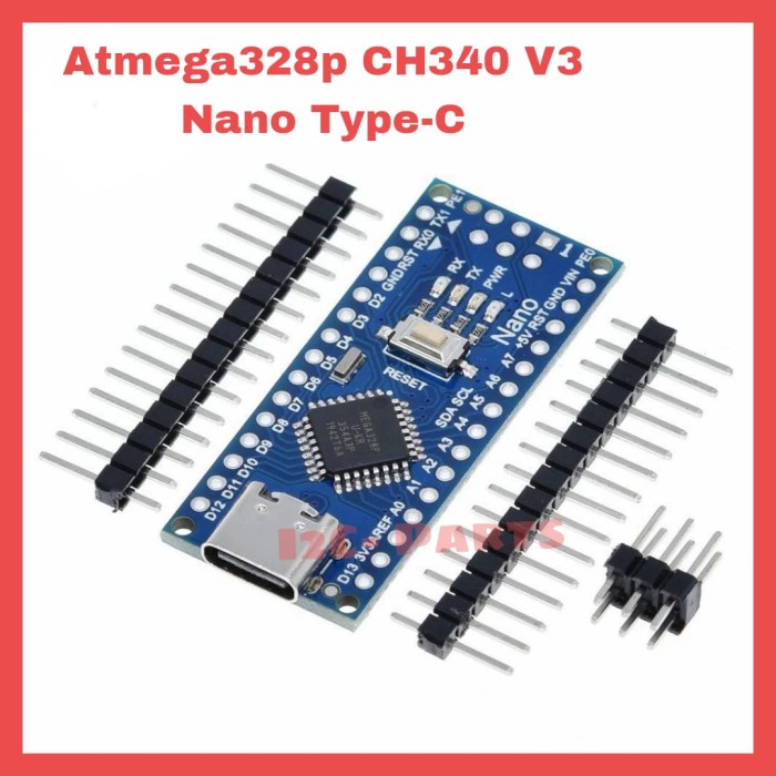 Atmega328P CH340 Type C Nano V3 Compatible Board Solderless Pin I/O