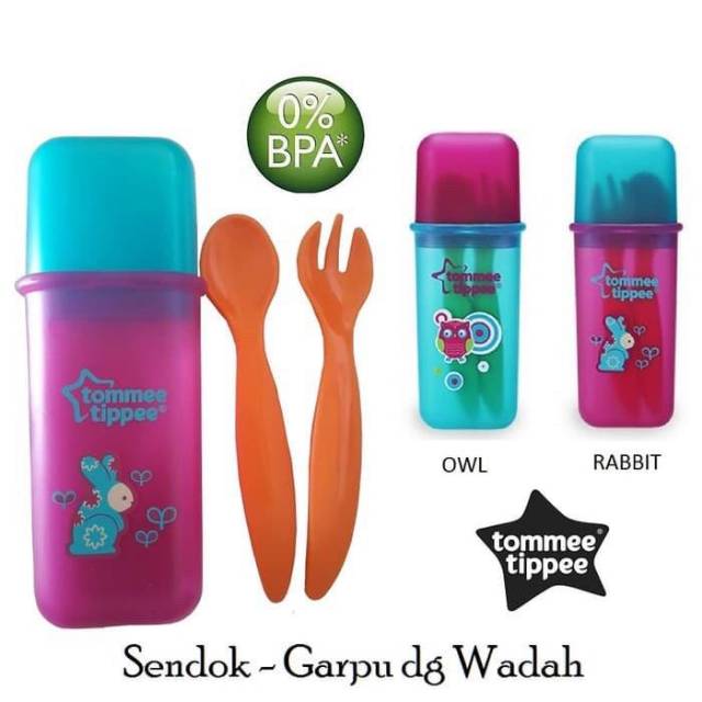 Tommee Tippee Easigrip Sendok Travel Cutlery Set Dan Tommee Tippee Travel Cutlery Set with Case Sendok Garpu Anak Bayi plus Tempat