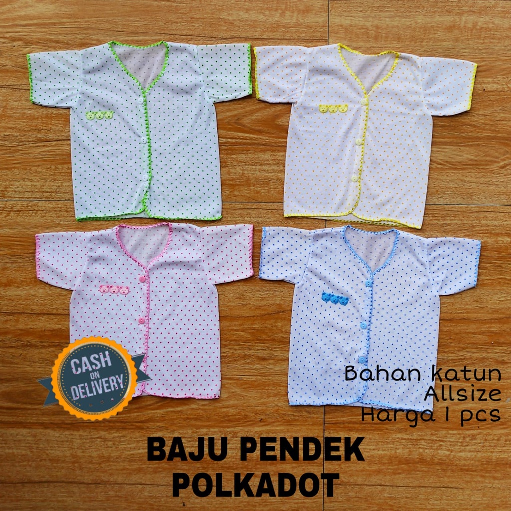 1 LUSIN (12 pcs) Baju bayi pendek POLKADOT halus lembut TERMURAH