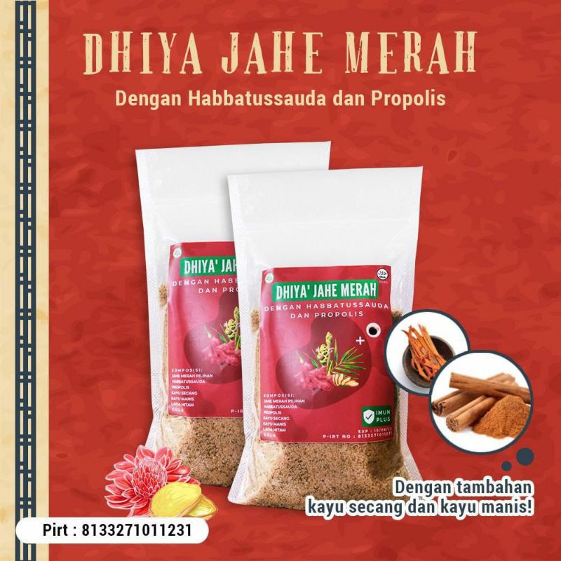 

DHIYA HERBAL JAHE MERAH INSTAN DENGAN HABBATUSSAUDA DAN PROPOLIS KEMASAN POUCH MANTAP