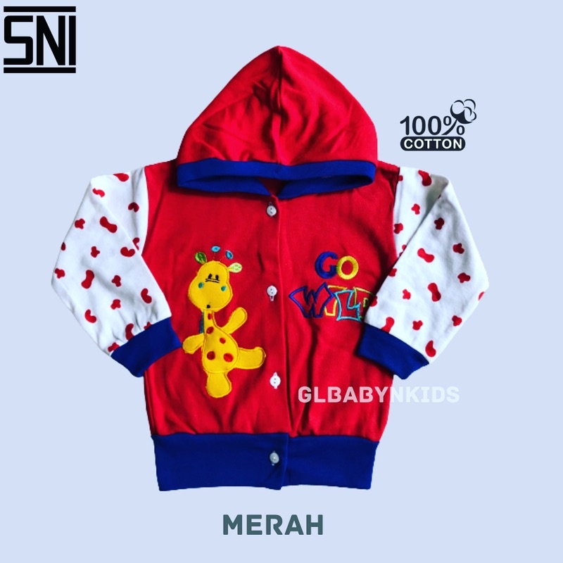 Jaket Hoodie Bayi Baby Bordir Jerapah Warna Katun