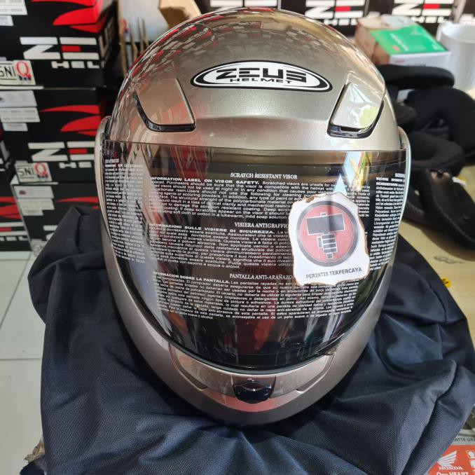 Helm Zeus 3000A Solid Dsil Modular - Visor Darksmoke, L Termurah
