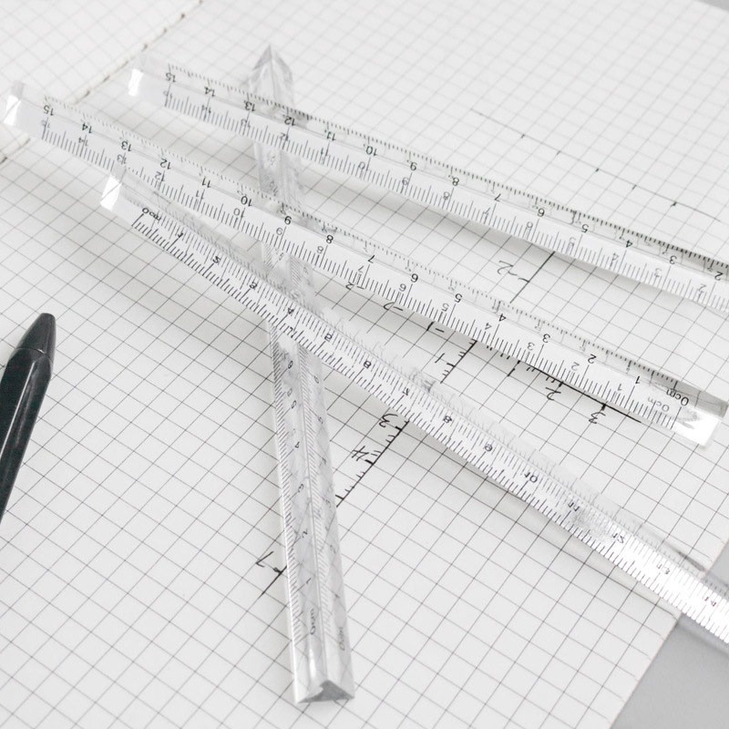 Triangular Prism Clear Ruler Stick 15cm - Penggaris Bentuk Prisma Segitiga Untuk Pelajar