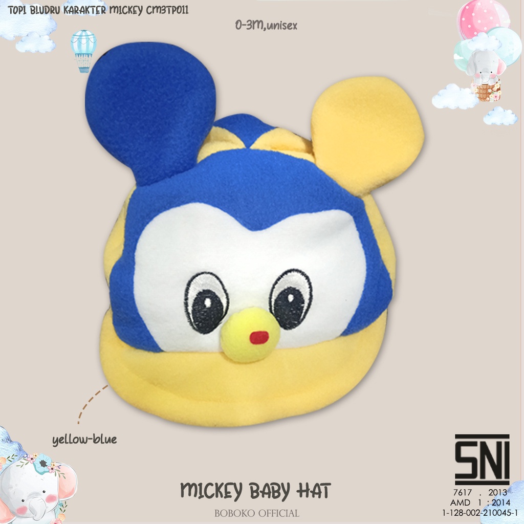 BOBOKO Topi Bayi Karakter Mckey 0-3bulan