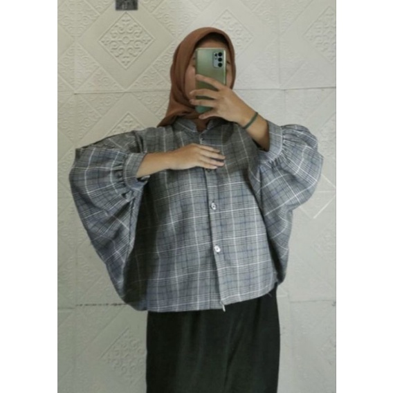 KEMEJA TAMARA BATWING [ MOYGE BATWING FLANEL ] KEMEJA KOTAK KOTAK WANITA