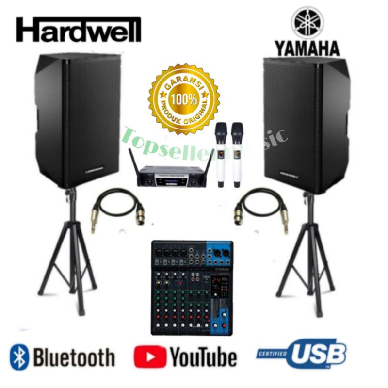 Jual PAKET SOUND SYSTEM KARAOKE HARDWELL TH15A MIXER YAMAHA MIC
