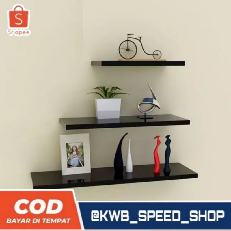 RAK DINDING 1 SET ISI 3 Rak Dinding Minimalis Rak Dinding Slim Serbaguna 1set isi 3 rak 30 40 50cm Lebar 10cm Tebal 2cm