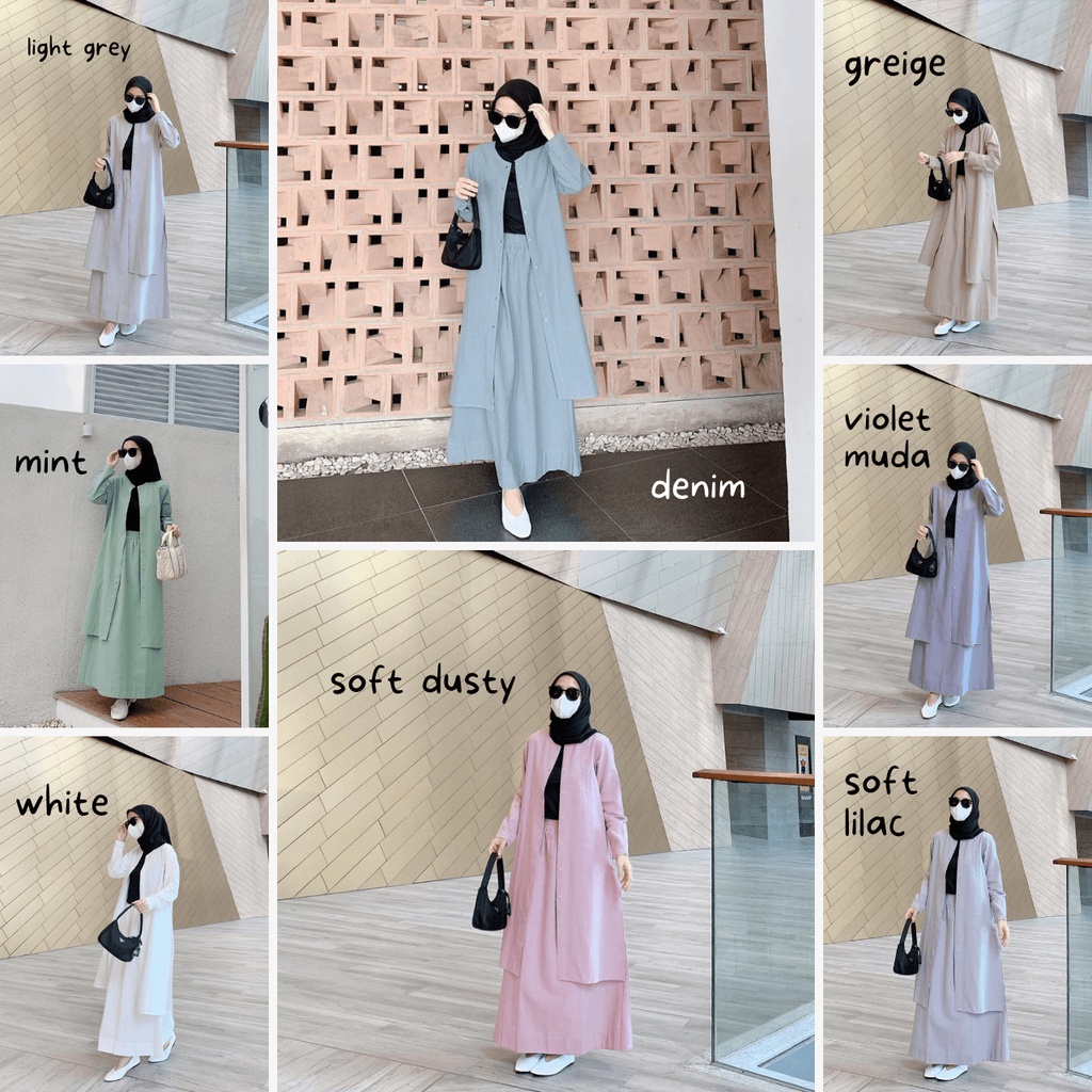 Beautyshirt / AERA ONE SET / Setelan Rok Outer Full Kancing / Bahan MAGNOLIA