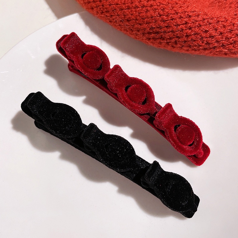 Flocking Hair Clip Side Hiasan Kepala Artefak Rambut Musim Gugur Dan Musim Dingin - PD