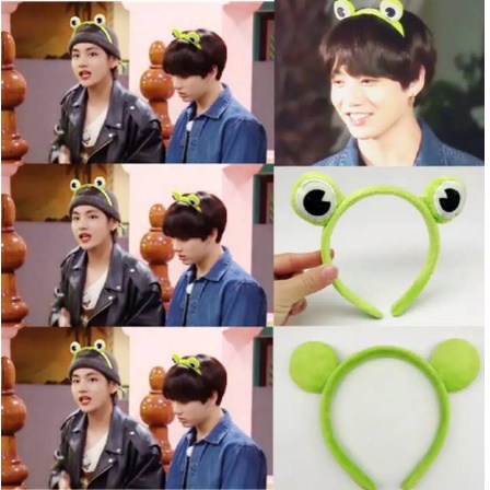 TS01-BD008 Bando KODOK Rambut Motif Mata Katak BANDO TAEKOOK RUN BTS / Headband Frog Lucu