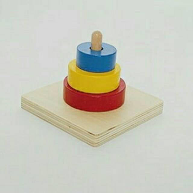 

montessori 3 colored discs on vertical dowel