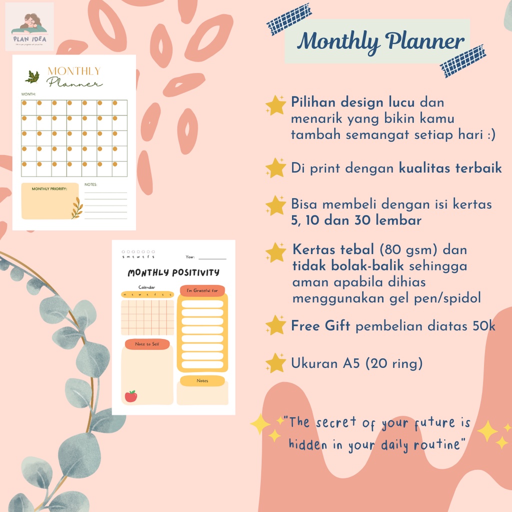 

Monthly Planner/Jurnal Bulanan/To Do List