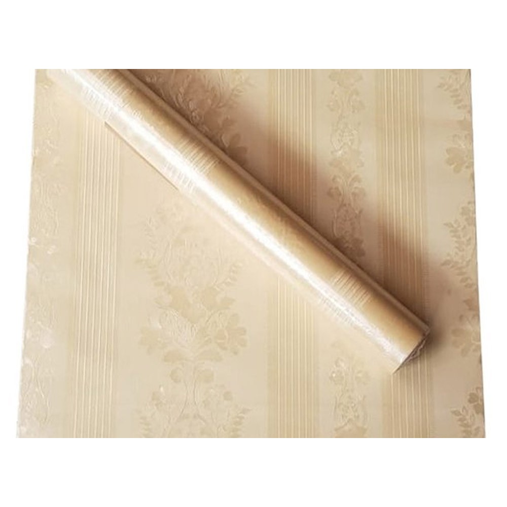 (COD) Gudang Wallpaper Sticker Dinding kamar anti air Murah Dan Terbaik Motif Gold Rose Flower Bahan PVC Premium (SUDAH ADA LEM)