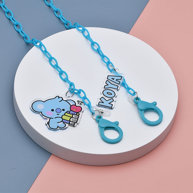 XiaoboACC Masker Strap Tali Lanyard Kacamata Motif Kpop Bts / Bt21 Idol Tata / Koya Panjang 50cm