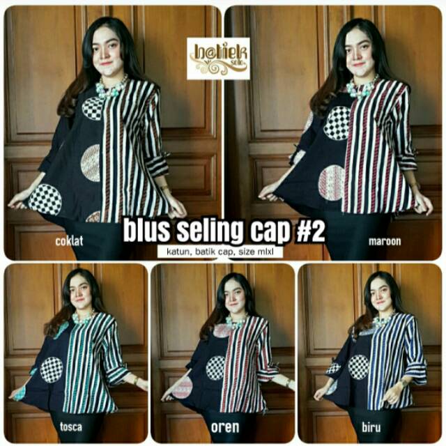 BLUS SELING CAP ATASAN BAJU BATIK ALUSAN STRIPE KOIN BATIK COIN BOLA LINE SERAGAM KERJA KANTOR