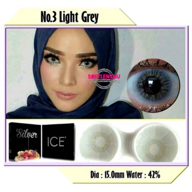 Softlens ICE SILVER | soflen warna abu bagus normal&minus murah | soflense x2 contactlens original