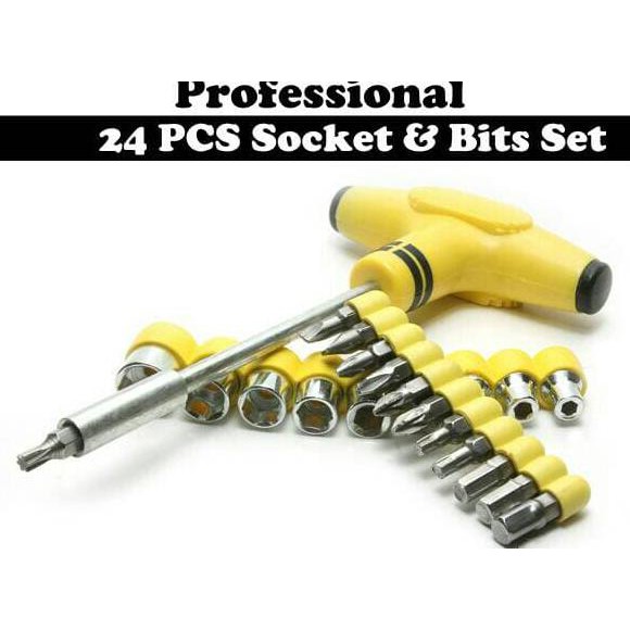 Kunci Shock 24 Pcs Bit Set+Palu Karet+Refil Mata Obeng OBRAL