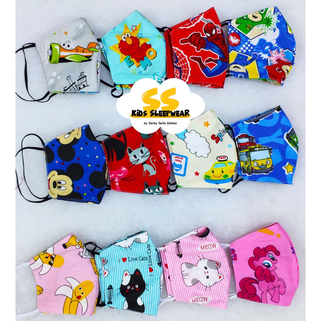  Masker  Anak  Katun Premium Motif Random Lucu  Shopee  Indonesia