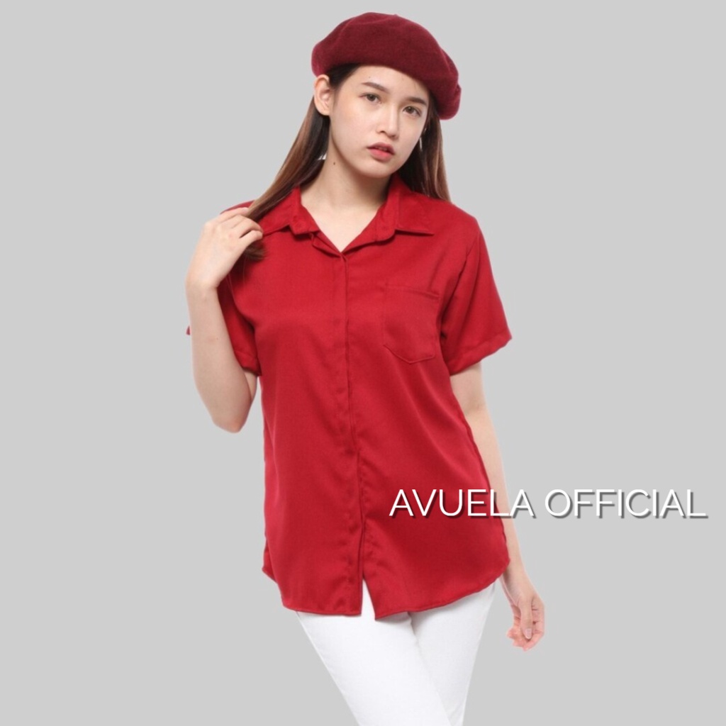 Kemeja Oversize Wanita Lengan Pendek Warna Polos Terbaru Style Cewek Kekinian Bisa Cod