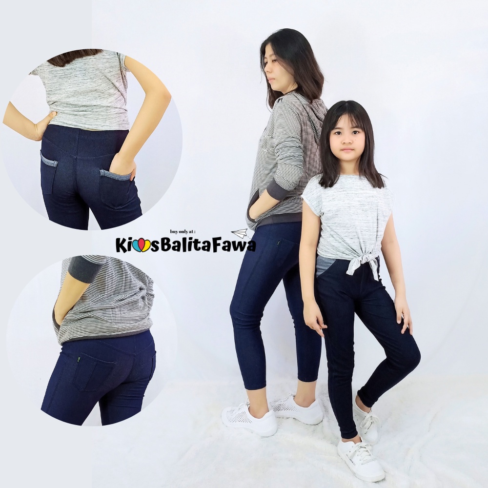 (COUPLE) Mom &amp; Kids Premium Jeans Legging Bayi-15 Tahun (Ada Banyak Size) Soft Jegging Stretch Import