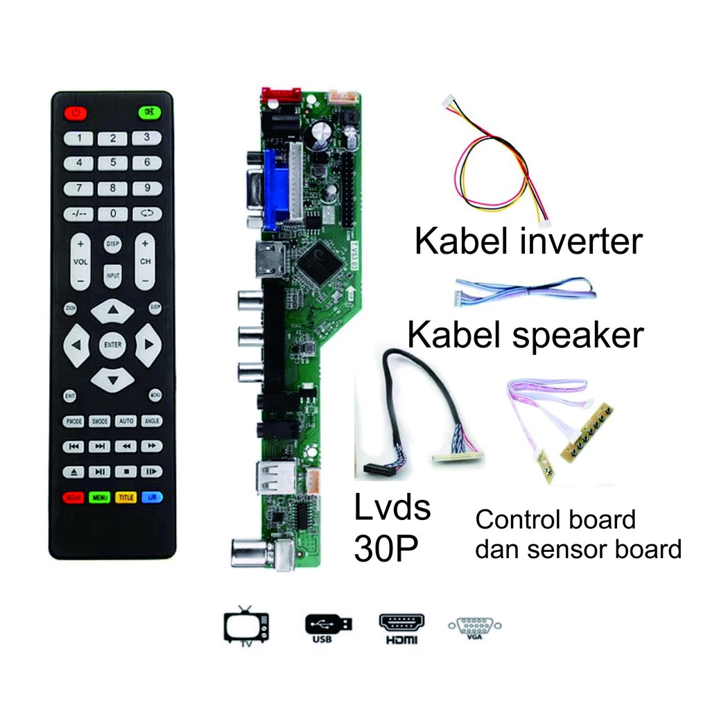 Universal LCD / LED board paket hemat murah / mainboard universal paket hemat murah LVDS 30 PIN