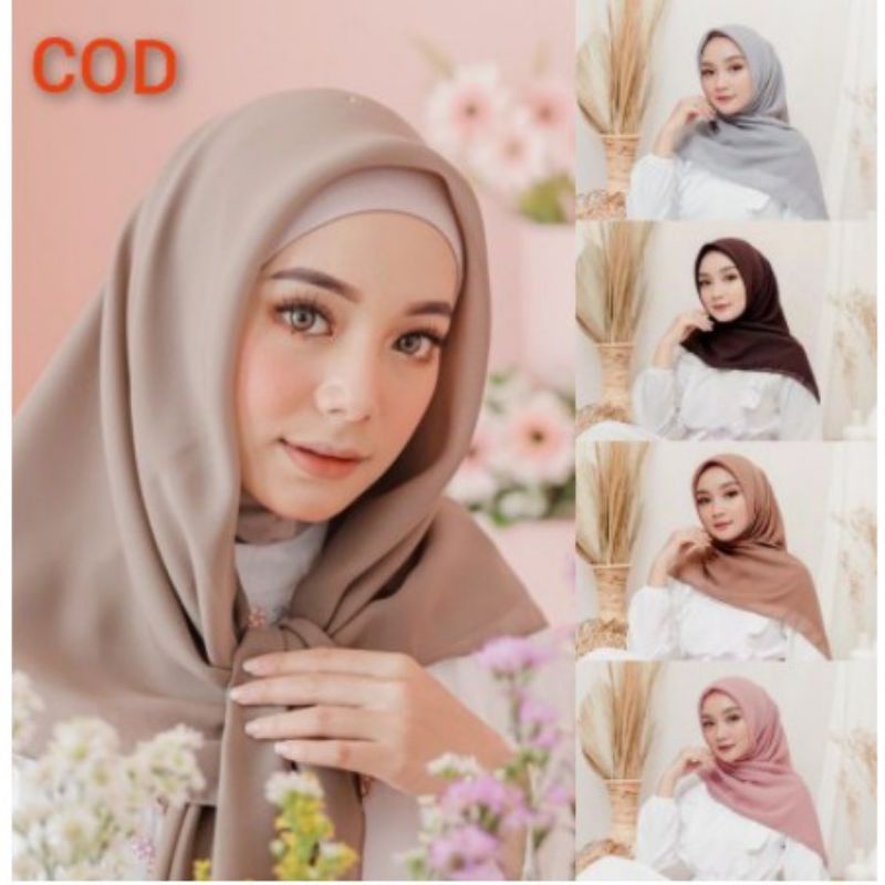 BELLA SQUARE SEGIEMPAT POLLYCOTTON HIJAB MURAH NYAMAN DIPAKAI