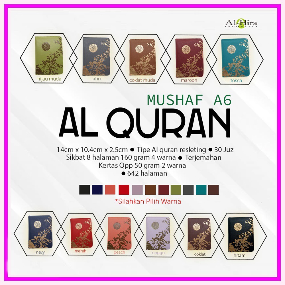 Promo Mushaf Alquran Al Mubarak Al-Quran Saku A6 muiid Terjemahan Alquran Resleting A6/2W