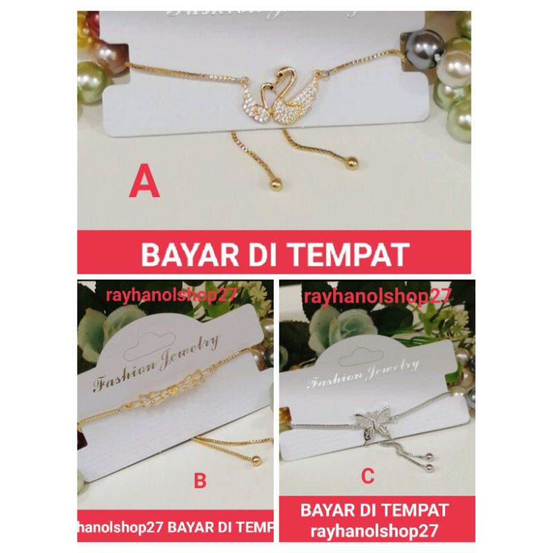 NEW!!! TERBARU GELANG TANGAN WANITA TITANIUM MOTIF PILIHAN ANTI KARAT WARNA GOLD, ROSEGOLD, SILVER