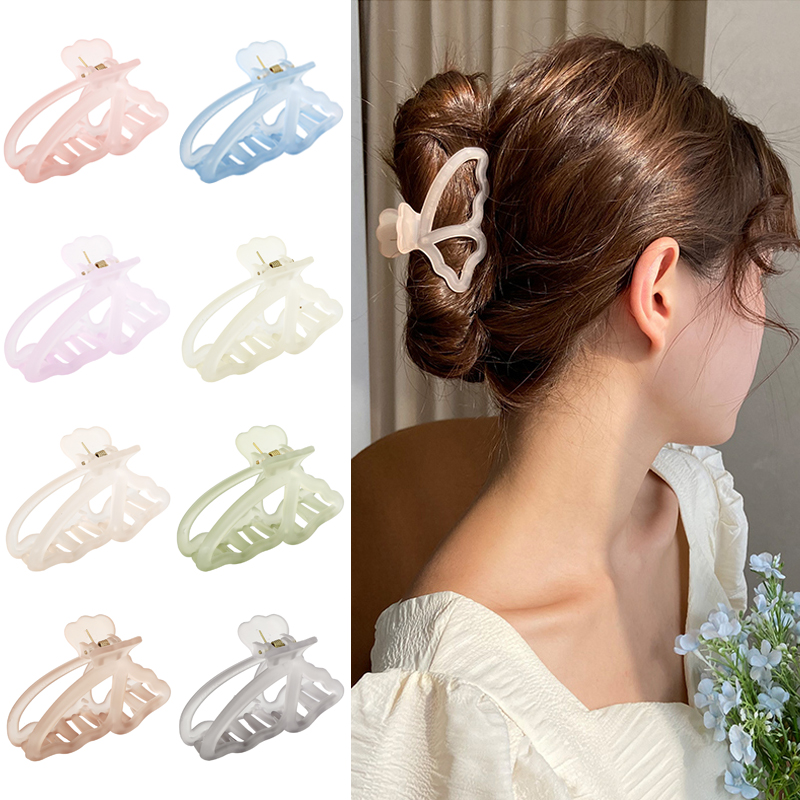 Korean Ins Butterfly Claw Clips Women Candy Color Hair Clip Fashion Simple Hair Clamps Girls Hair Accessories