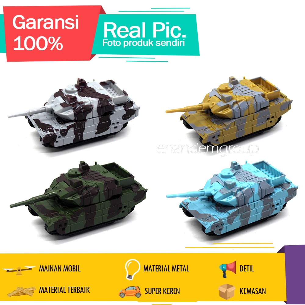 Diecast Miniatur Mainan Mobil Tank Super Sport Metal Pull Back Isi 4 Besi
