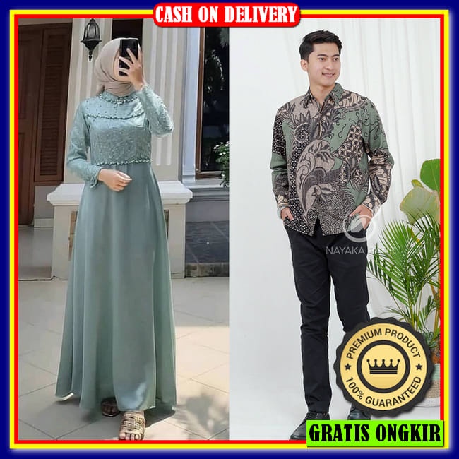 Baju Maxi Dress Couple Pasangan Remaja Suami Istri Pesta Kondangan Lebaran Murah Modern Trend Kekini