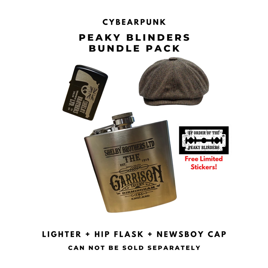 Peaky Blinders Bundle Pack (Lighter + Hip Flask + Newsboy Hat)