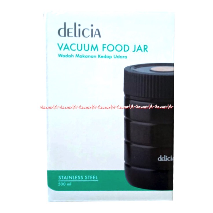 Delicia Vacuum Food Jar 500ml Wadah Makan Kedap Udara Thermal Food Jar 500 ml Tempat Makanan Tempat Bekel Model Tabung Warna Hitam Black