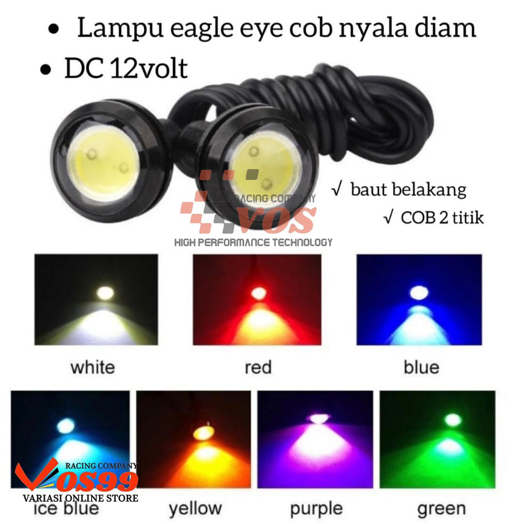 [2 BIJI] LAMPU LED MATA ELANG EAGLE EYE COB NYALA DIAM DC 12V BUMPER SEIN REM MOBIL MOTOR