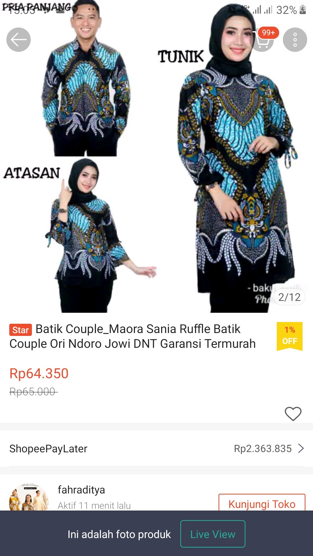 Batik Couple_maora Sania Ruffle Batik Couple Ori Ndoro Jowi Dnt Garansi Termurah