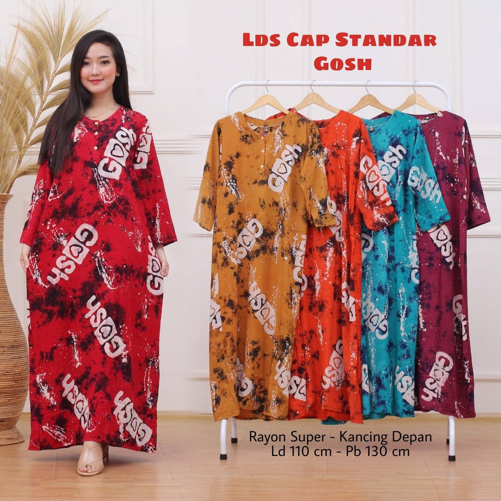 Longdress Bahan Rayon Wanita Cap Batik Malaman Kancing Depan Busui