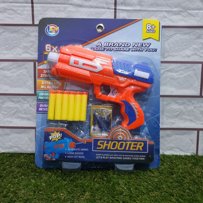 mainan tembakan revolver peluru karet bonus peluru nerf anak edukatif